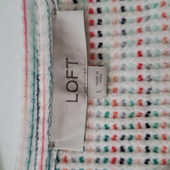 Loft Mini Sundress Large White Multicolor Stripes Shift Flutter Cap Sleeve Beach - Picture 9 of 11